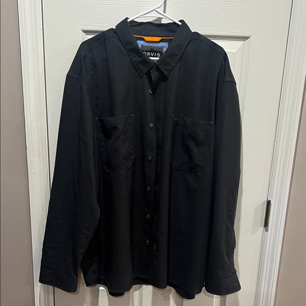 Orvis Men’s Classic Black/Dark Gray  Long Sleeve Shirt XXL Like new
